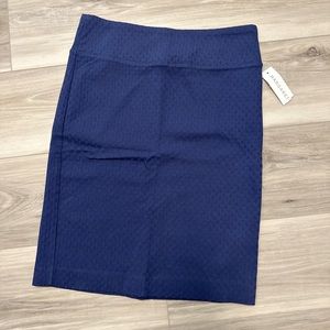 Margaret M navy pull on pencil skirt M